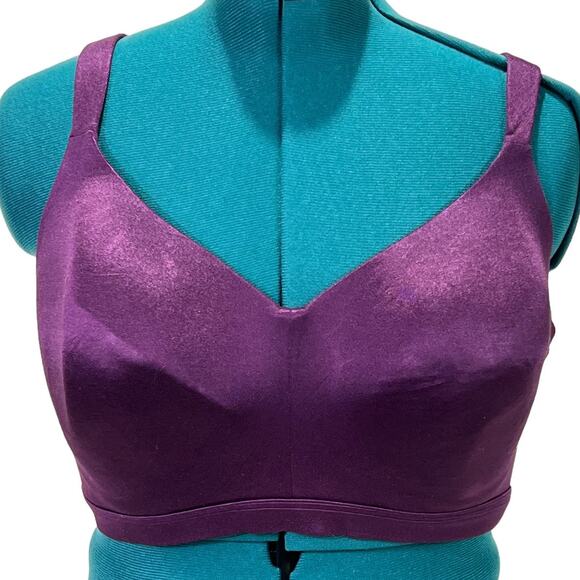 Catherines Full Coverage Smooth Wireless Bra Eggplant Solid Plus Size 44D - Picture 1 of 8
